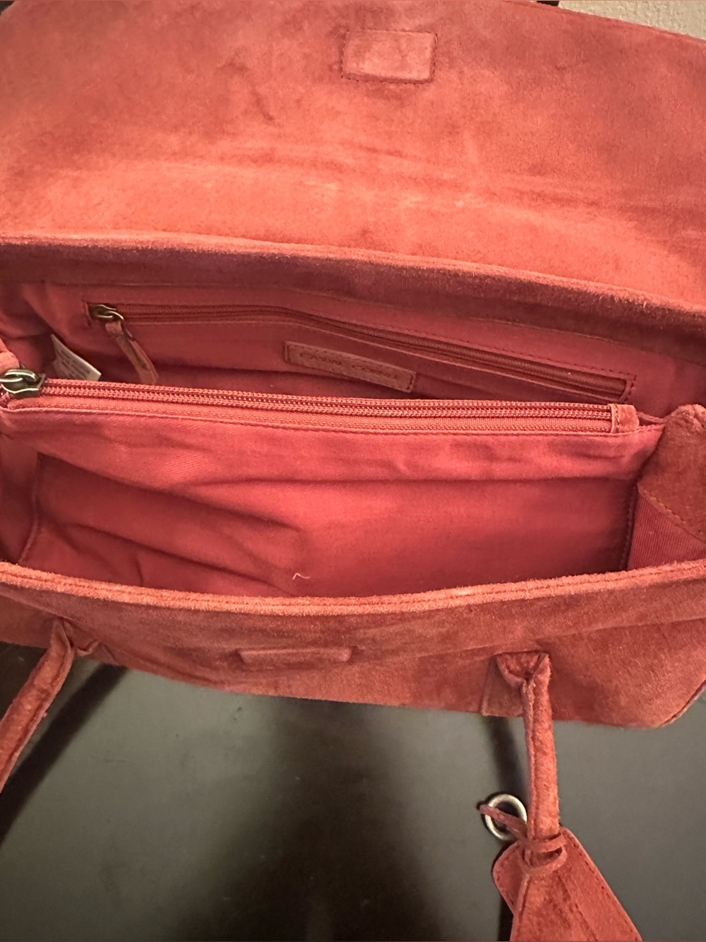 Casual Corner Y2K East West Baguette Suede Rose Bag - Picture 7 of 8